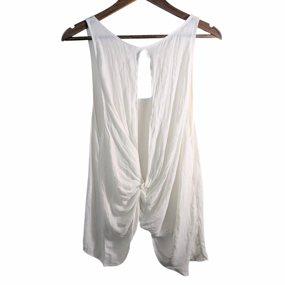 Free People White Open Tied Back Flowy Tank Top